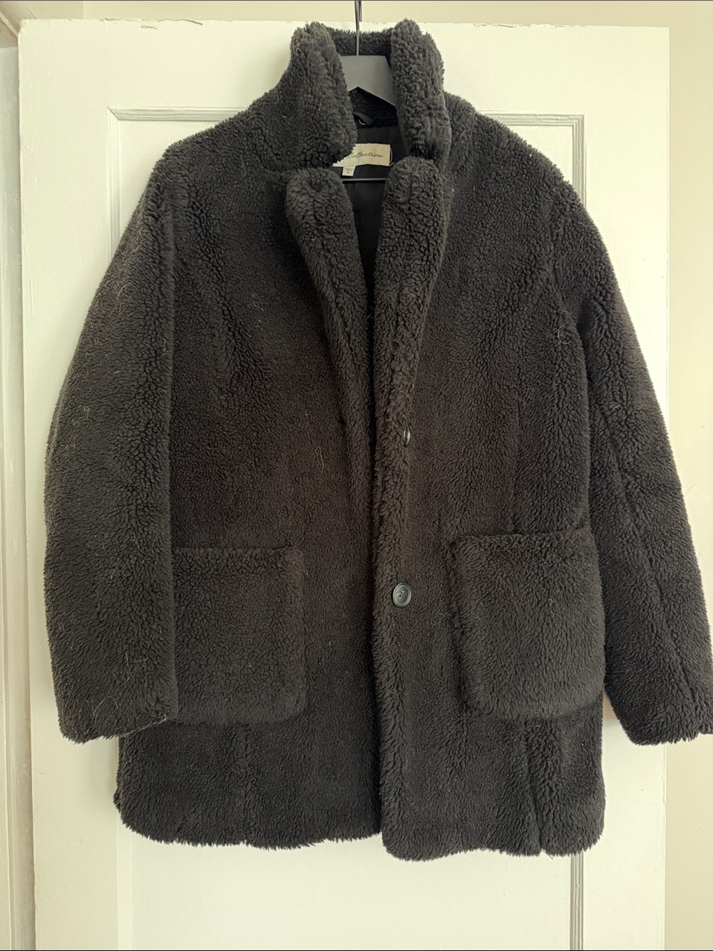 Cozy Black Teddy Midi Length Coat